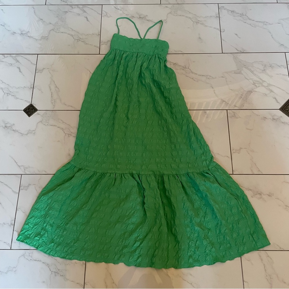 SOLD Zara Green Textured Maxi Dress